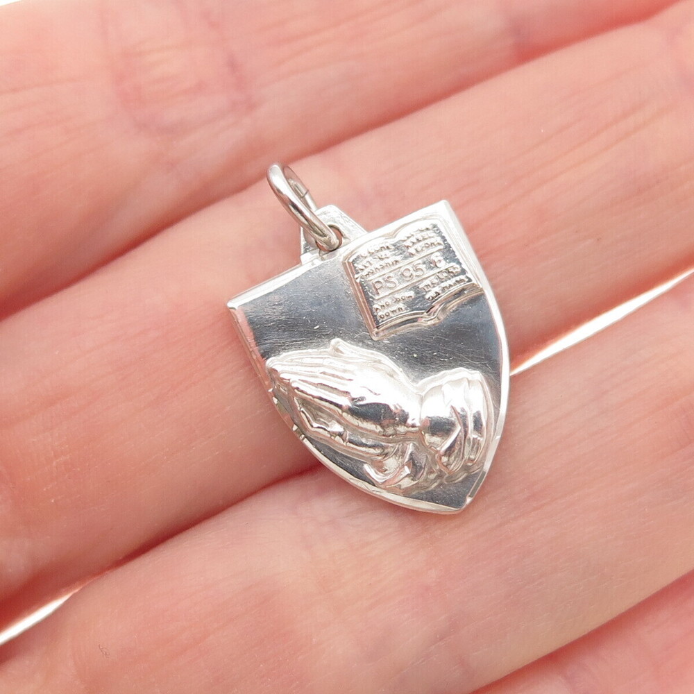 Hayward 925 Sterling Silver Vintage Prayer Hands Mini Charm Pendant